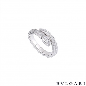 Bvglari White Gold Diamond Serpenti Ring AN858111